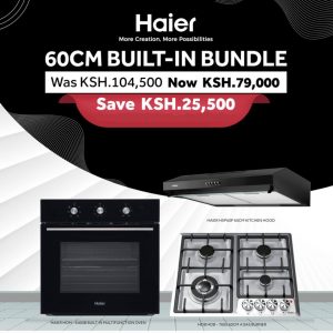 Haier 60cm Built-in Kitchen Bundle (Hood, 4-Burner Hob, 59L Oven)